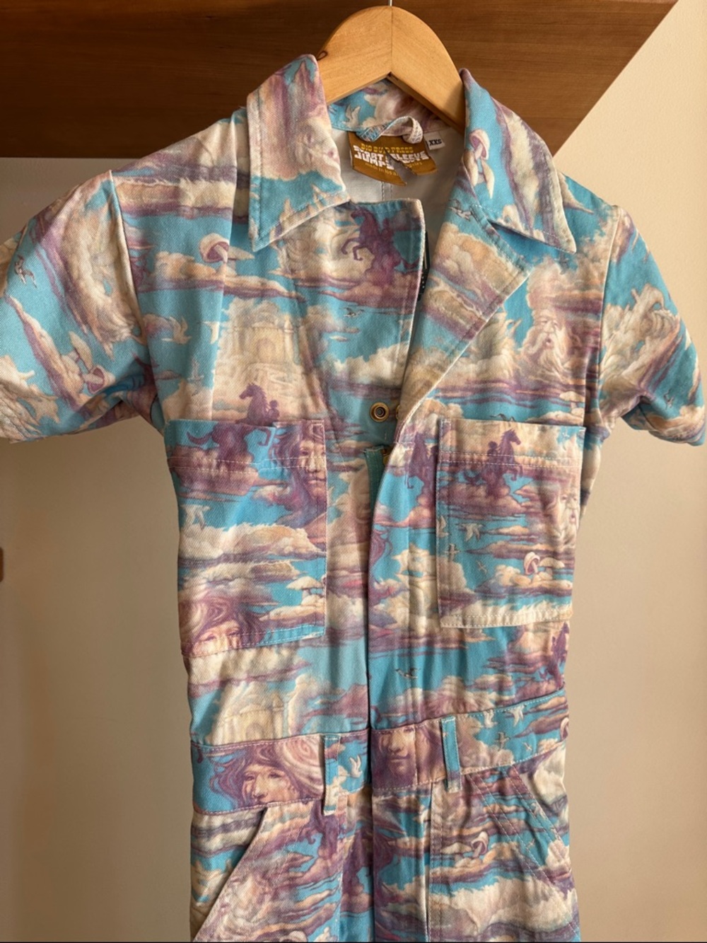 Big Bud Press Sky Blue and Lavender Short-Sleeve Jumpsuit